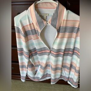 Talbots Striped multi color Zip-Up jacket/blazer